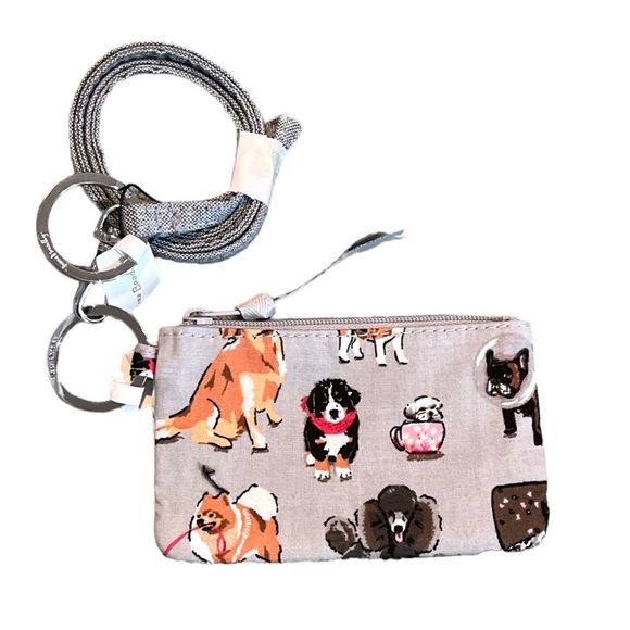 Vera Bradley Dog Show Zip ID and Lanyard Gray